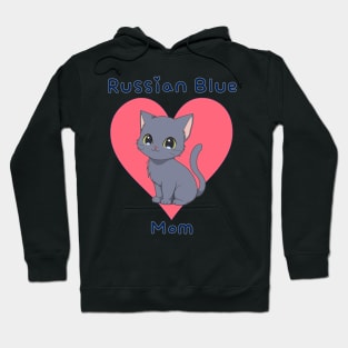 Russian Blue Mom Cat with Pink Heart Hoodie